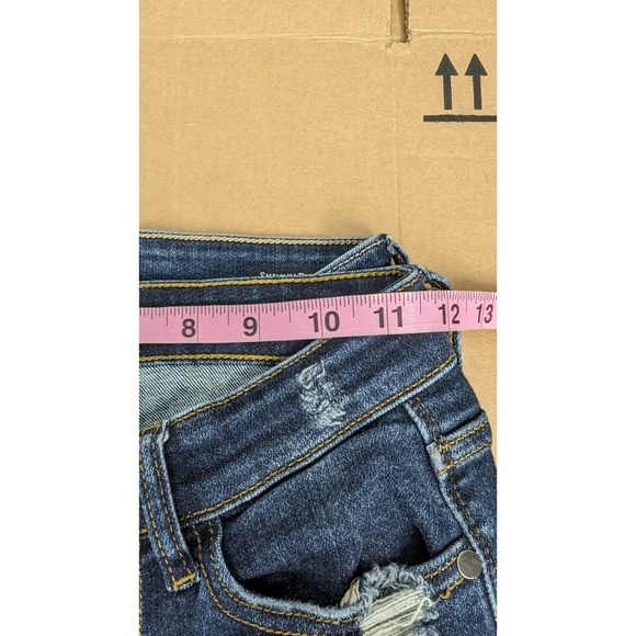 JUDY BLUE 0/24 Jeans 2 Pairs Skinny Fit Heavy Distress Raw‎ Hem Whiskering - Picture 7 of 9